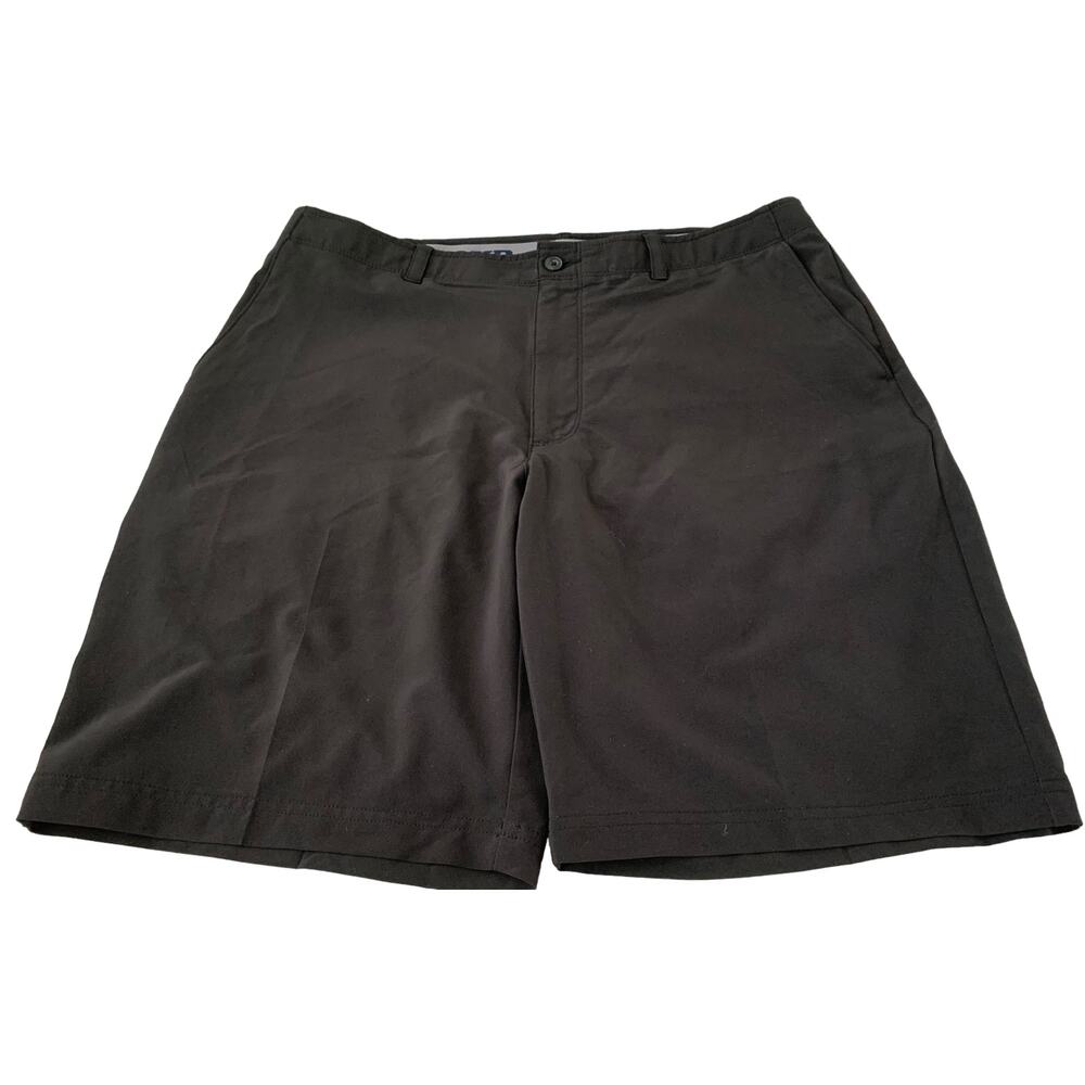 PGA TOUR HIGH RISE BERMUDA SHORTS, MENS, 36, BLACK, BUTTON ZIP FLY, POCKETS
